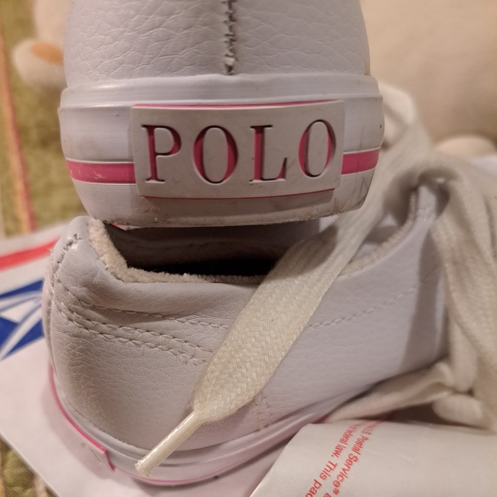 * POLO by RALPH LAUREN  * White faux leather Sneakers /SIZE 13.5 - Picture 3 of 5